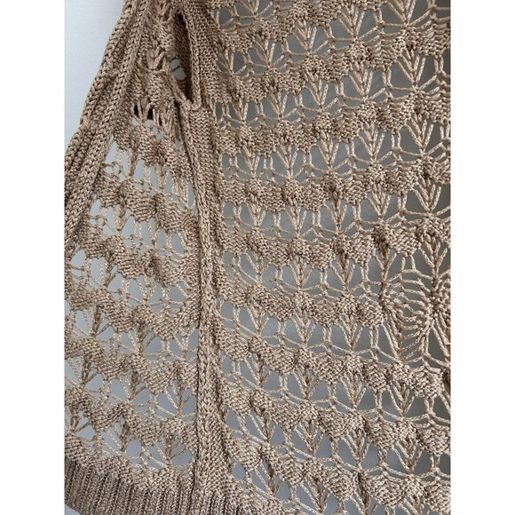 VTG Y2K Bebe Open Knit Cardigan Tan Size S Crochet Fairy Cottage Festival Boho - Picture 10 of 16